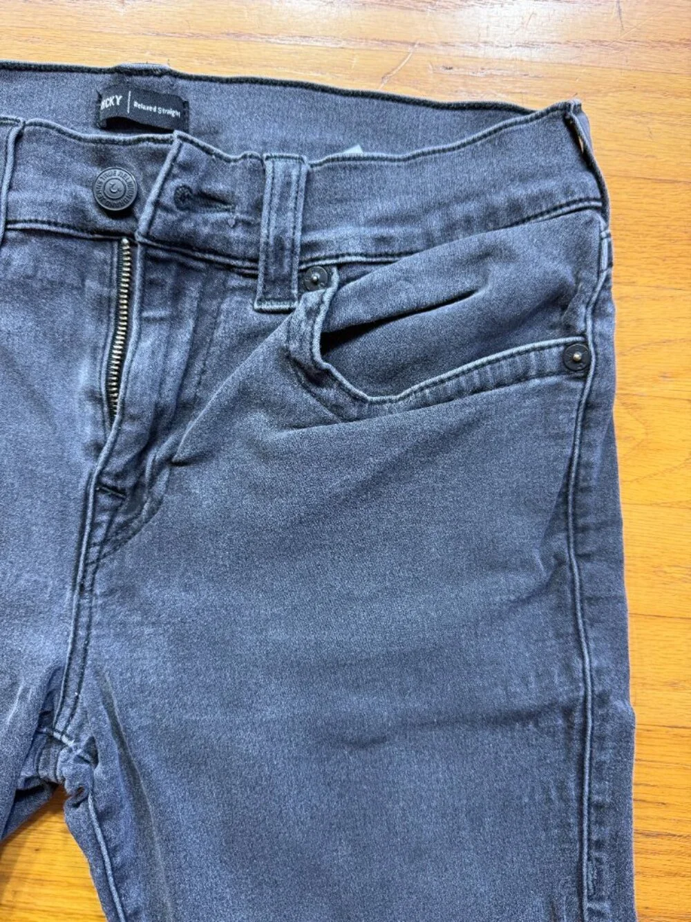True Religion Ricky Relaxed Straight Frayed Denim Shorts Faded Black 32